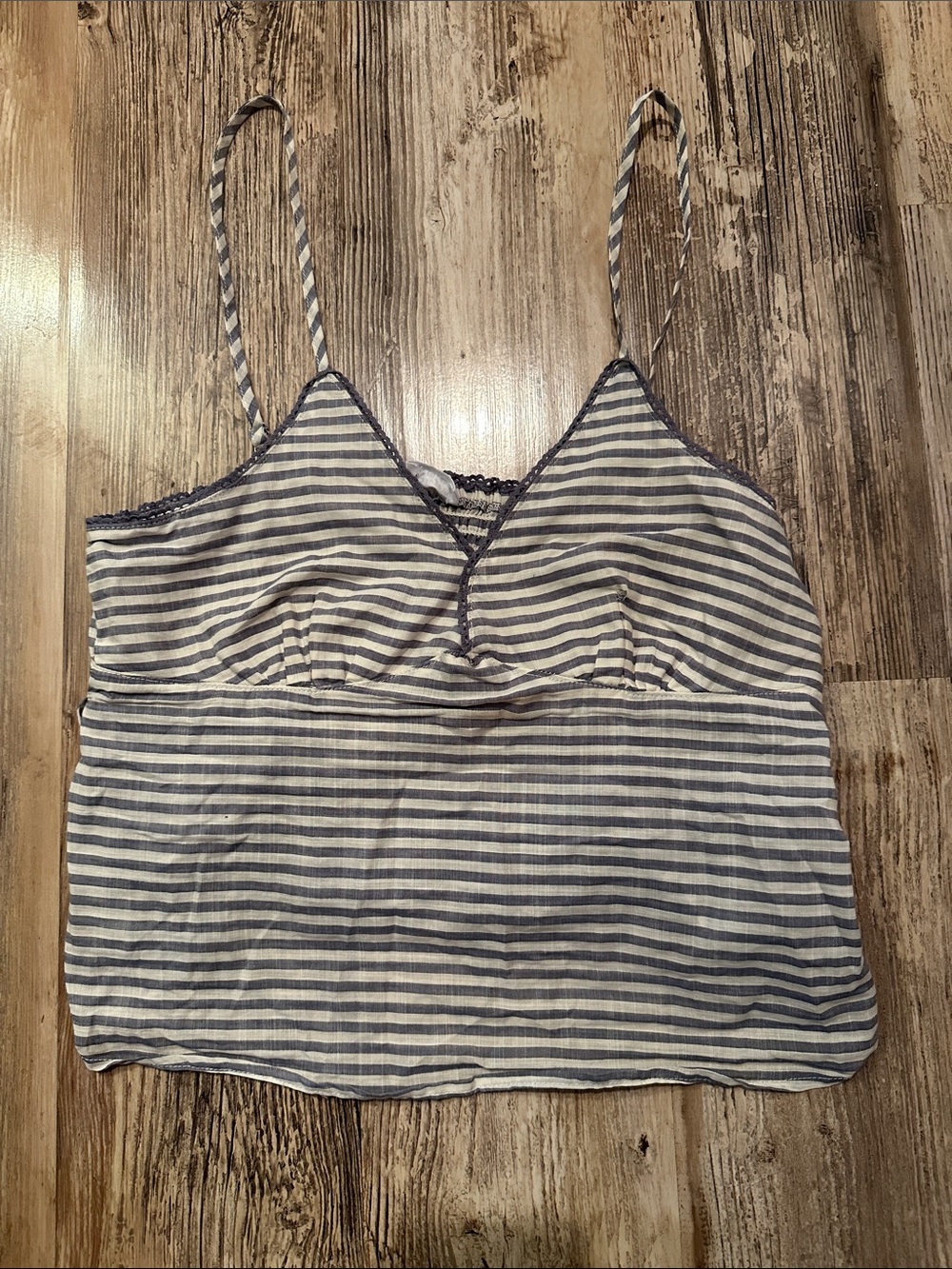 Cotton On Blue & White Striped Lace-Trim Cami